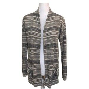 Zara Trafaluc ivory Gray Cotton Blend Sweater Cardigan Women's Size S